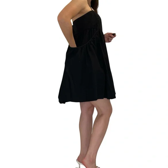 Urban Outfitters black mini babydoll dress with pockets - Picture 6 of 7
